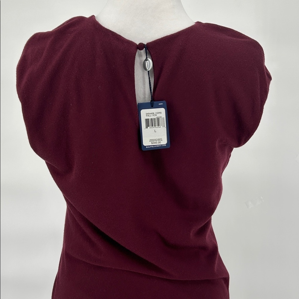 Ralph Lauren Women’s Burgundy Wool Blend Pleated Dress Size L Midi Elegant - Picture 5 of 9